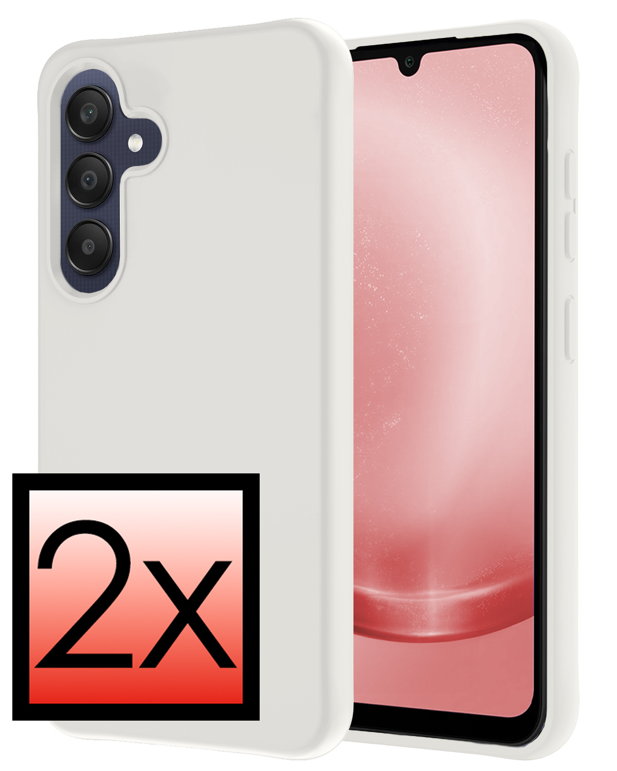 NoXx Hoes Geschikt voor Samsung A25 Hoesje Cover Siliconen Back Case Hoes - Wit - 2x