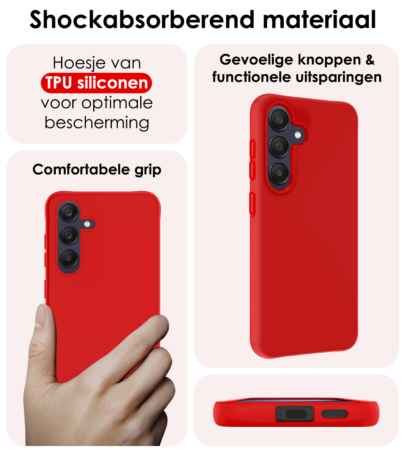 NoXx Hoes Geschikt voor Samsung A25 Hoesje Cover Siliconen Back Case Hoes - Rood - 2x