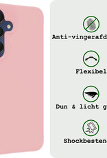 BASEY. Hoes Geschikt voor Samsung A15 Hoesje Siliconen Back Cover Case Met Screenprotector - Hoesje Geschikt voor Samsung Galaxy A15 Hoes Cover Hoesje - Lichtroze