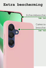 BASEY. Hoes Geschikt voor Samsung A15 Hoesje Siliconen Back Cover Case Met Screenprotector - Hoesje Geschikt voor Samsung Galaxy A15 Hoes Cover Hoesje - Lichtroze