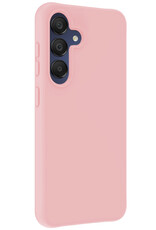 BASEY. Hoes Geschikt voor Samsung A15 Hoesje Siliconen Back Cover Case Met Screenprotector - Hoesje Geschikt voor Samsung Galaxy A15 Hoes Cover Hoesje - Lichtroze