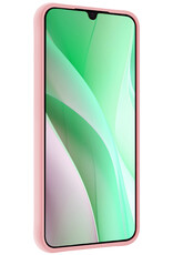 BASEY. Hoes Geschikt voor Samsung A15 Hoesje Siliconen Back Cover Case Met Screenprotector - Hoesje Geschikt voor Samsung Galaxy A15 Hoes Cover Hoesje - Lichtroze