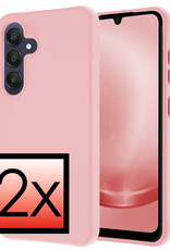 NoXx Hoes Geschikt voor Samsung A25 Hoesje Cover Siliconen Back Case Hoes - Lichtroze - 2x