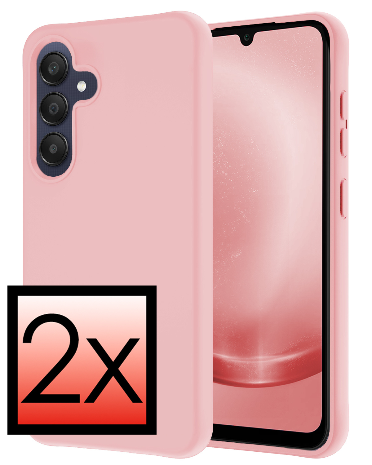 NoXx Hoes Geschikt voor Samsung A25 Hoesje Cover Siliconen Back Case Hoes - Lichtroze - 2x