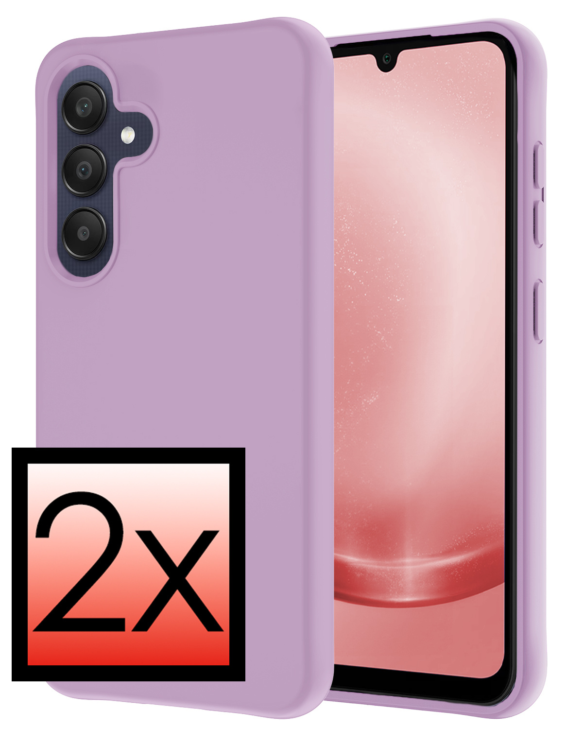 NoXx Hoes Geschikt voor Samsung A25 Hoesje Cover Siliconen Back Case Hoes - Lila - 2x