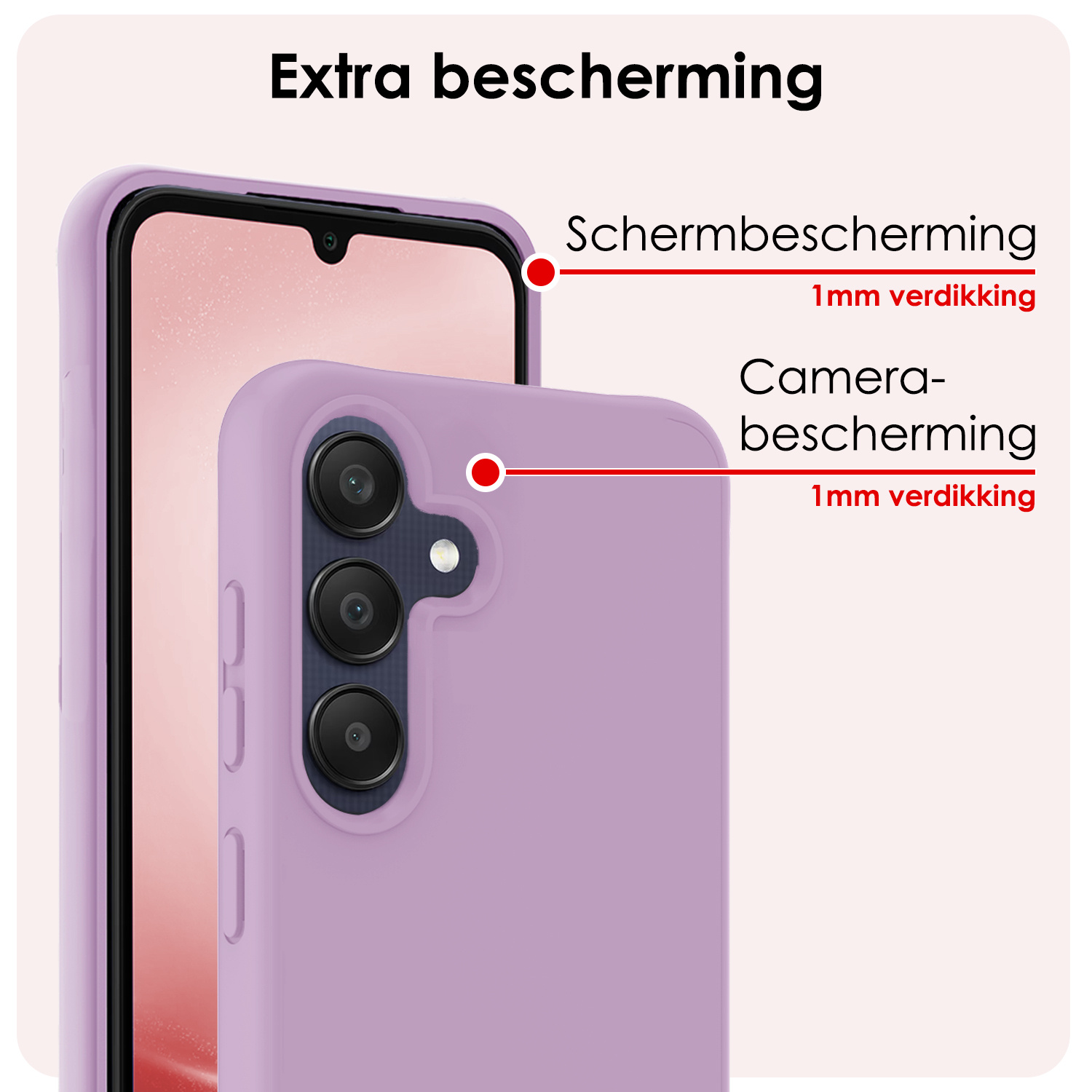 NoXx Hoes Geschikt voor Samsung A25 Hoesje Cover Siliconen Back Case Hoes - Lila - 2x