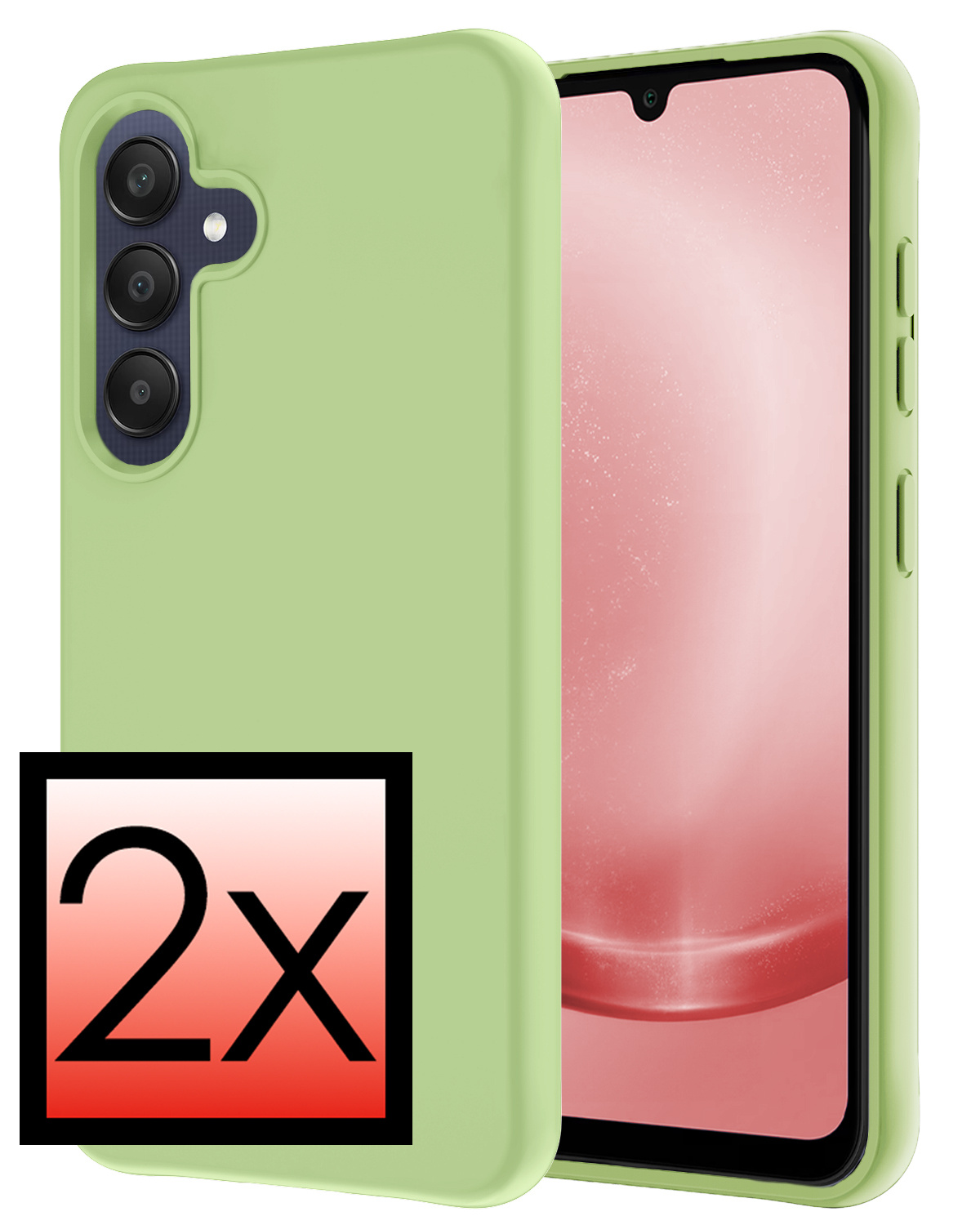 NoXx Hoes Geschikt voor Samsung A25 Hoesje Cover Siliconen Back Case Hoes - Groen - 2x