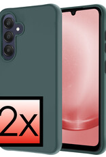 NoXx Hoes Geschikt voor Samsung A25 Hoesje Cover Siliconen Back Case Hoes - Donkergroen - 2x