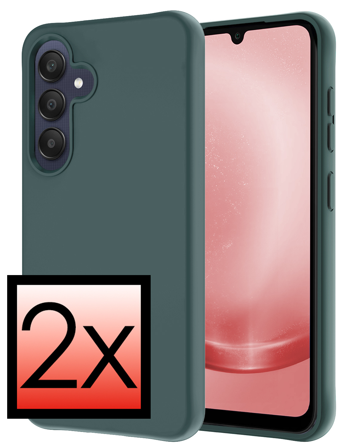NoXx Hoes Geschikt voor Samsung A25 Hoesje Cover Siliconen Back Case Hoes - Donkergroen - 2x