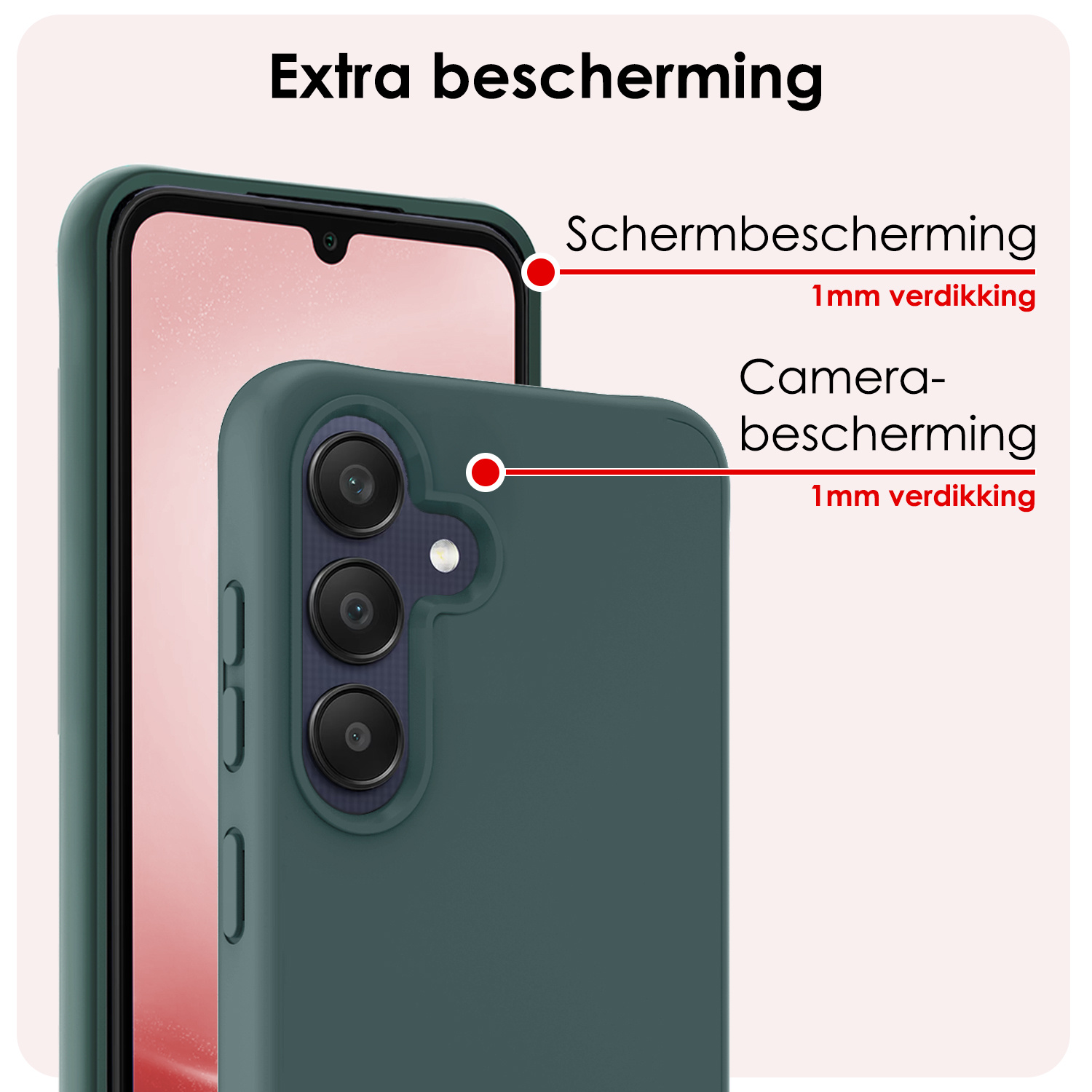 NoXx Hoes Geschikt voor Samsung A25 Hoesje Cover Siliconen Back Case Hoes - Donkergroen - 2x
