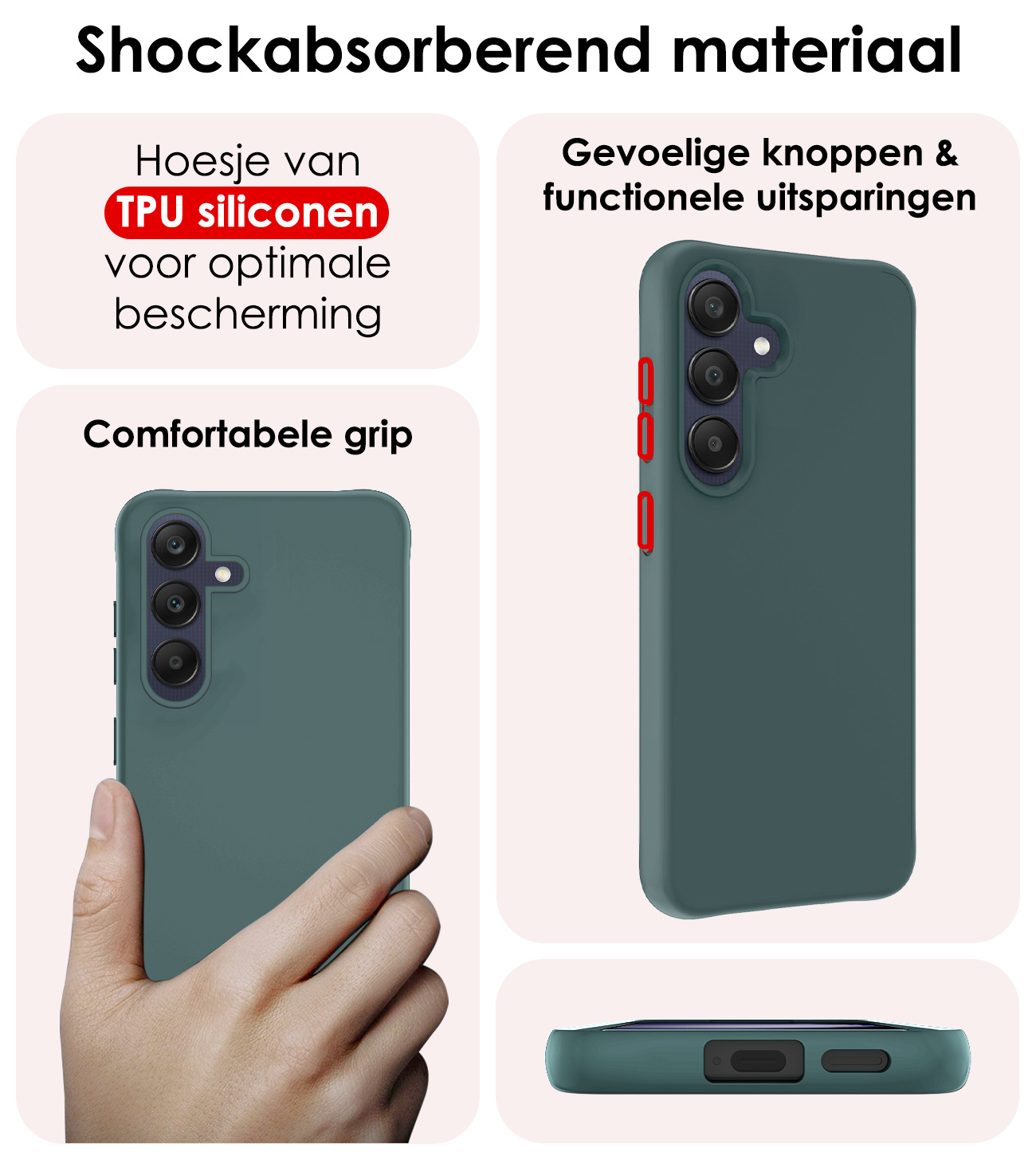 NoXx Hoes Geschikt voor Samsung A25 Hoesje Cover Siliconen Back Case Hoes - Donkergroen - 2x