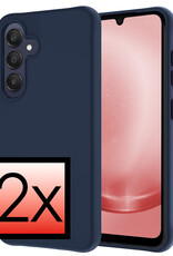 NoXx Hoes Geschikt voor Samsung A25 Hoesje Cover Siliconen Back Case Hoes - Donkerblauw - 2x