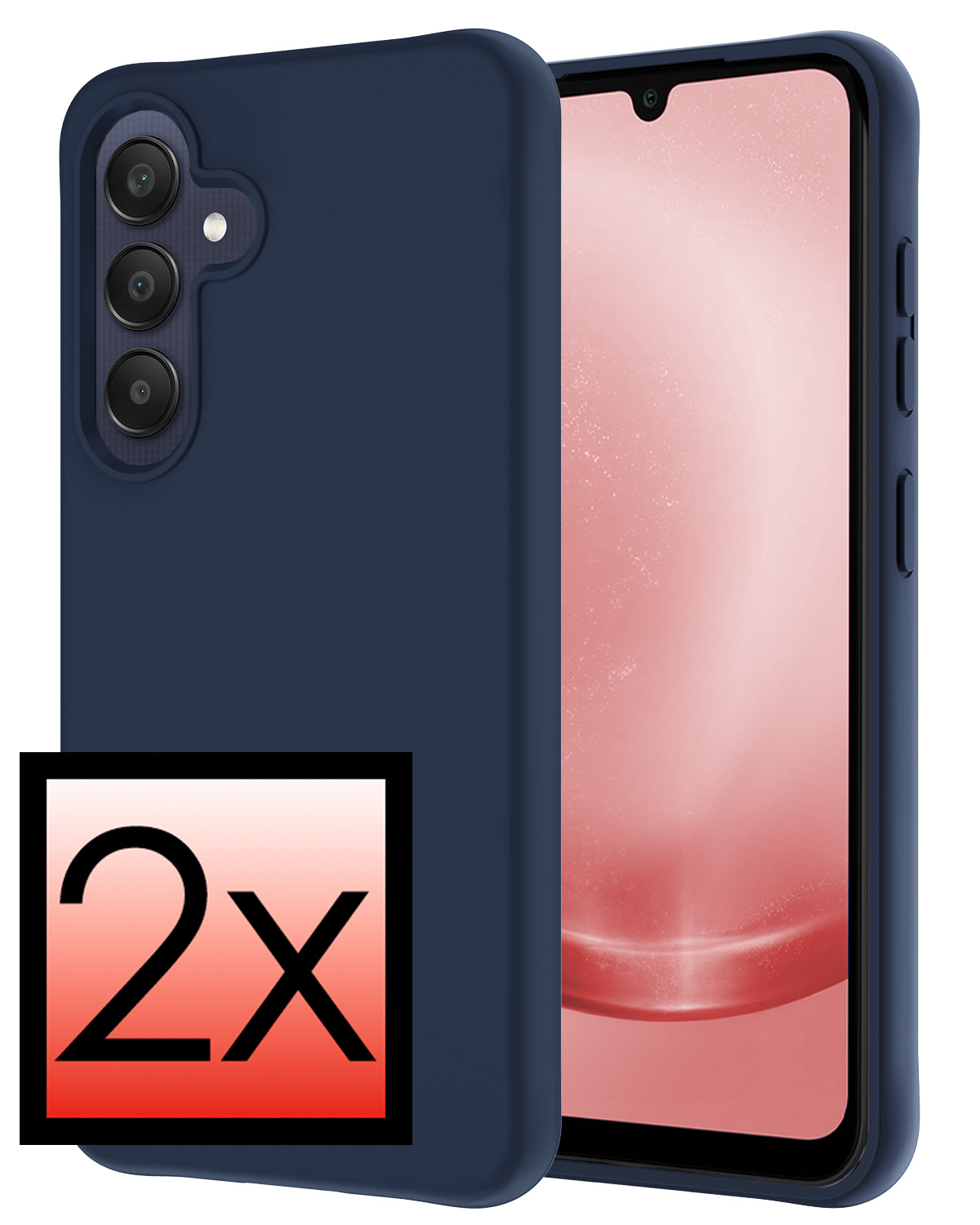 NoXx Hoes Geschikt voor Samsung A25 Hoesje Cover Siliconen Back Case Hoes - Donkerblauw - 2x