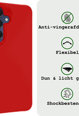 BASEY. Hoes Geschikt voor Samsung A15 Hoesje Siliconen Back Cover Case Met Screenprotector - Hoesje Geschikt voor Samsung Galaxy A15 Hoes Cover Hoesje - Rood