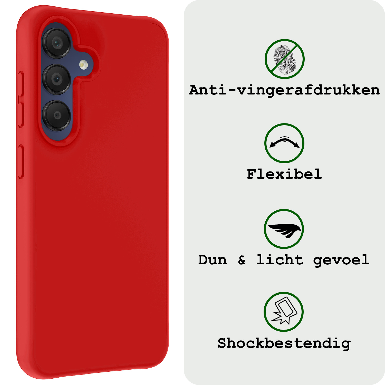BASEY. Hoes Geschikt voor Samsung A15 Hoesje Siliconen Back Cover Case Met Screenprotector - Hoesje Geschikt voor Samsung Galaxy A15 Hoes Cover Hoesje - Rood