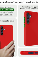 BASEY. Hoes Geschikt voor Samsung A15 Hoesje Siliconen Back Cover Case Met Screenprotector - Hoesje Geschikt voor Samsung Galaxy A15 Hoes Cover Hoesje - Rood