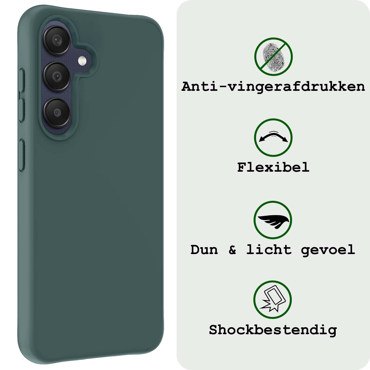 BASEY. Hoes Geschikt voor Samsung A25 Hoesje Siliconen Back Cover Case - Hoesje Geschikt voor Samsung Galaxy A25 Hoes Cover Hoesje - Donkergroen