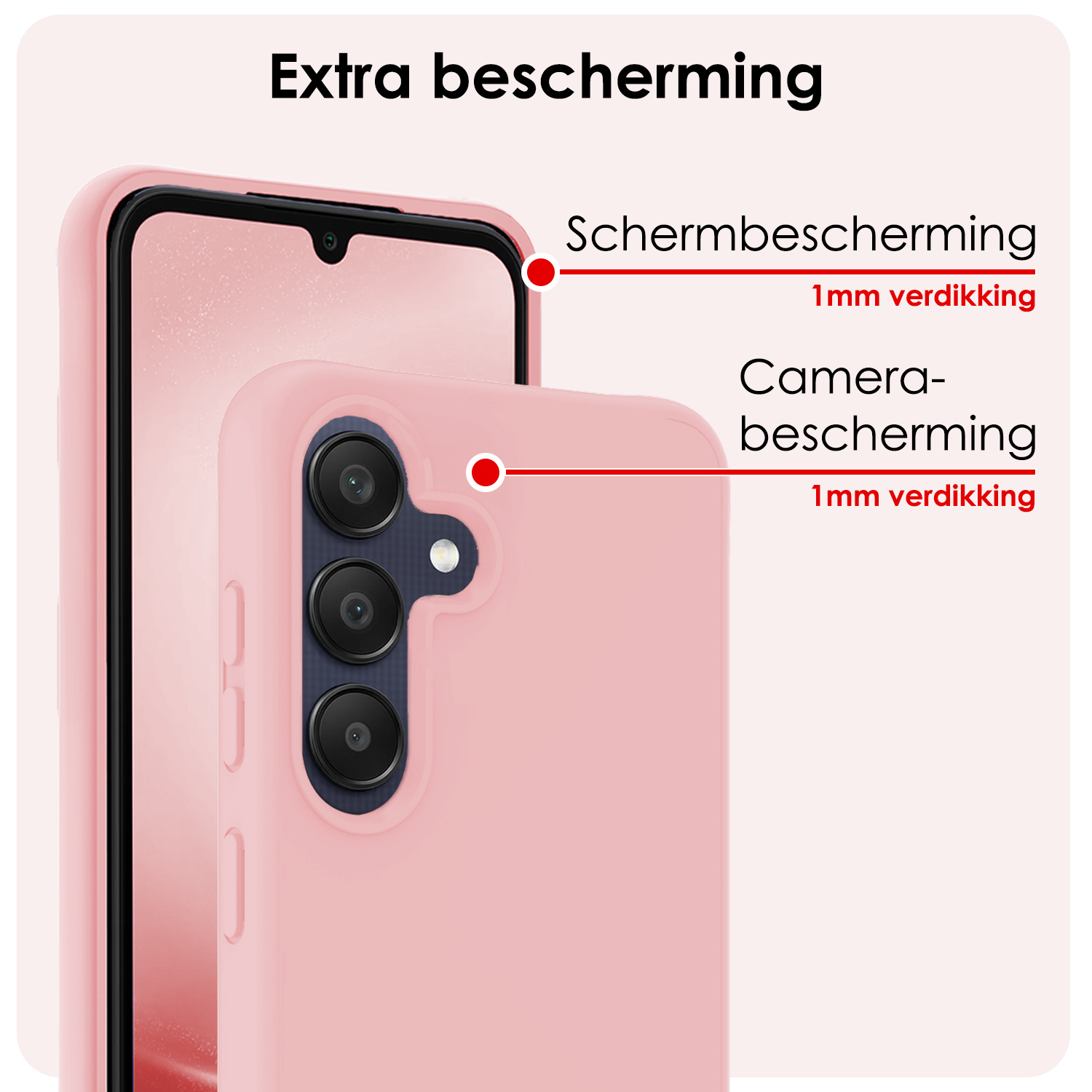 NoXx Hoes Geschikt voor Samsung A25 Hoesje Cover Siliconen Back Case Hoes - Lichtroze