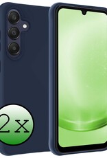 BASEY. Hoes Geschikt voor Samsung A25 Hoesje Siliconen Back Cover Case - Hoesje Geschikt voor Samsung Galaxy A25 Hoes Cover Hoesje - Donkerblauw - 2 Stuks