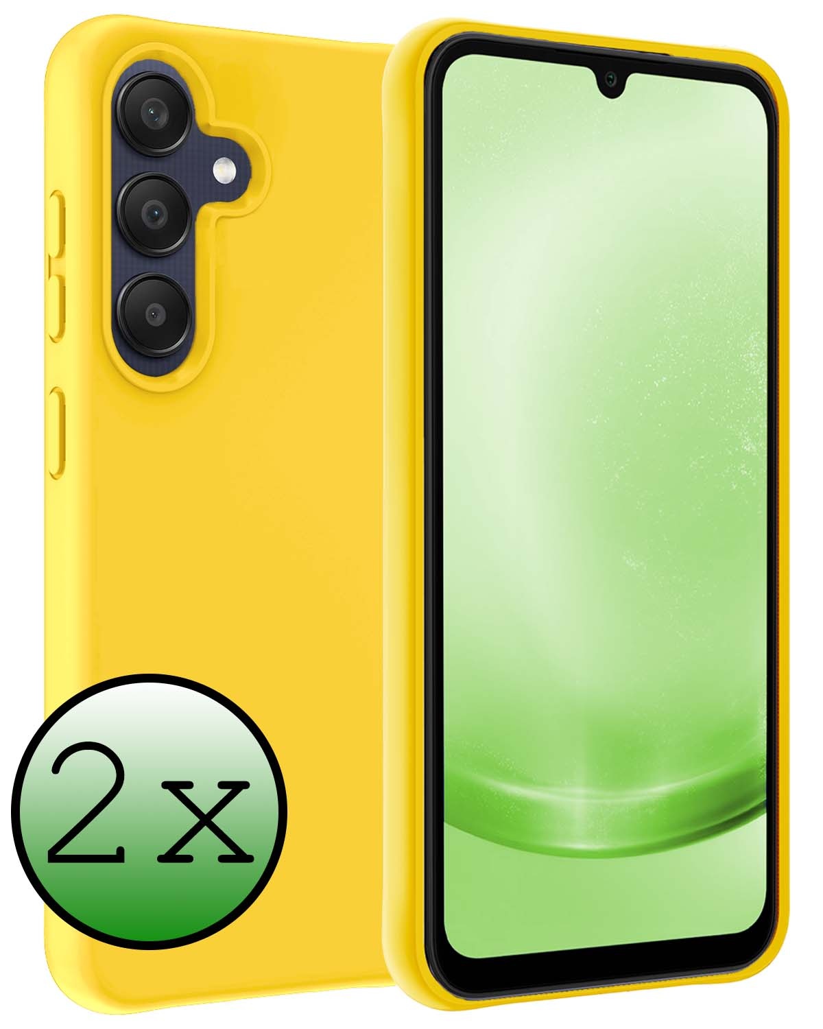 BASEY. Hoes Geschikt voor Samsung A25 Hoesje Siliconen Back Cover Case - Hoesje Geschikt voor Samsung Galaxy A25 Hoes Cover Hoesje - Geel - 2 Stuks