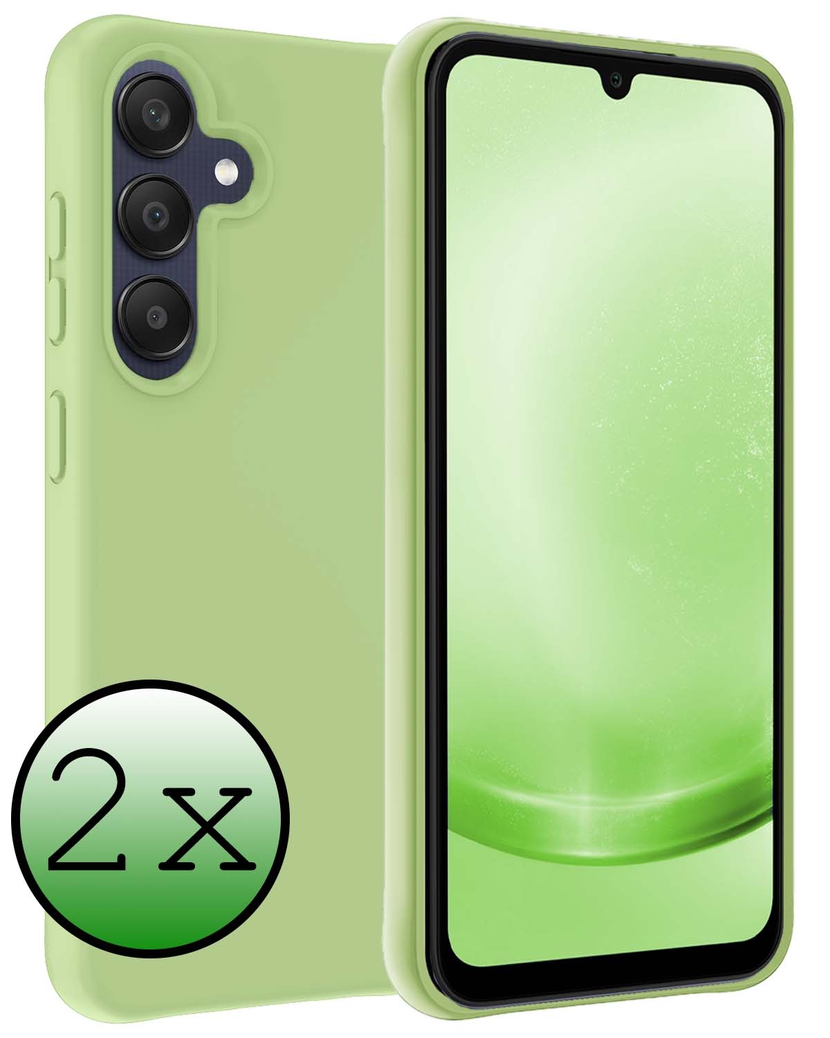 BASEY. Hoes Geschikt voor Samsung A25 Hoesje Siliconen Back Cover Case - Hoesje Geschikt voor Samsung Galaxy A25 Hoes Cover Hoesje - Groen - 2 Stuks