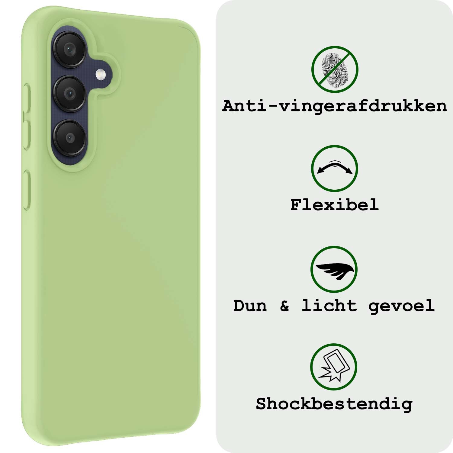 BASEY. Hoes Geschikt voor Samsung A25 Hoesje Siliconen Back Cover Case - Hoesje Geschikt voor Samsung Galaxy A25 Hoes Cover Hoesje - Groen - 2 Stuks