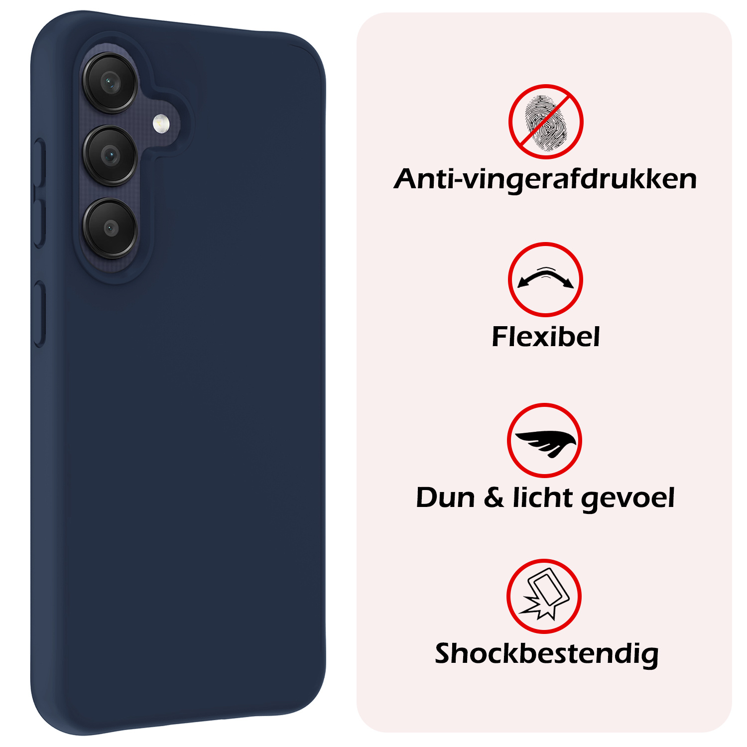 NoXx Hoes Geschikt voor Samsung A25 Hoesje Cover Siliconen Back Case Hoes Met Screenprotector - Donkerblauw