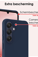 NoXx Hoes Geschikt voor Samsung A25 Hoesje Cover Siliconen Back Case Hoes Met Screenprotector - Donkerblauw