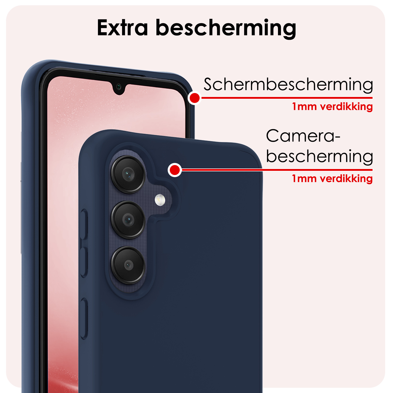 NoXx Hoes Geschikt voor Samsung A25 Hoesje Cover Siliconen Back Case Hoes Met Screenprotector - Donkerblauw