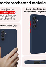 NoXx Hoes Geschikt voor Samsung A25 Hoesje Cover Siliconen Back Case Hoes Met Screenprotector - Donkerblauw