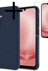 NoXx Hoes Geschikt voor Samsung A25 Hoesje Cover Siliconen Back Case Hoes Met Screenprotector - Donkerblauw
