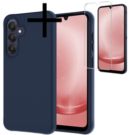 NoXx NoXx Samsung Galaxy A25 Hoesje Siliconen Met Screenprotector - Donkerblauw