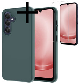 NoXx NoXx Samsung Galaxy A25 Hoesje Siliconen Met Screenprotector - Donkergroen