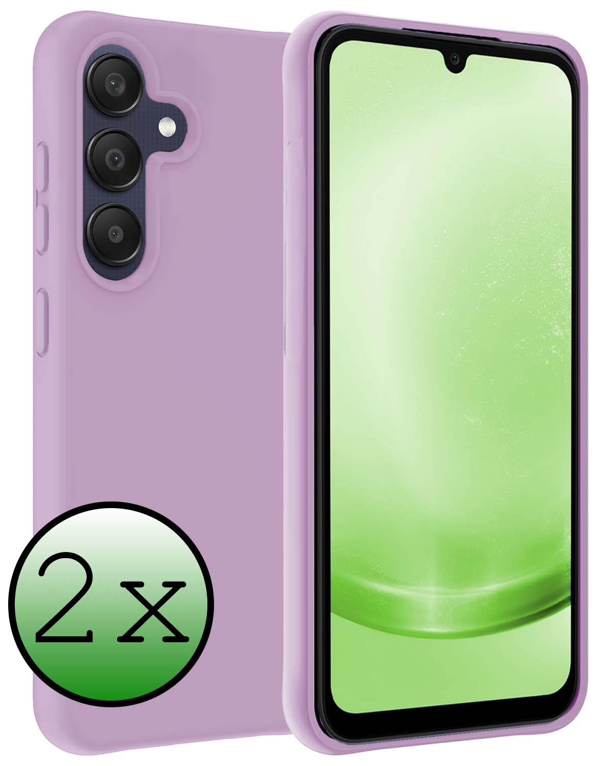 BASEY. Hoes Geschikt voor Samsung A25 Hoesje Siliconen Back Cover Case - Hoesje Geschikt voor Samsung Galaxy A25 Hoes Cover Hoesje - Lila - 2 Stuks
