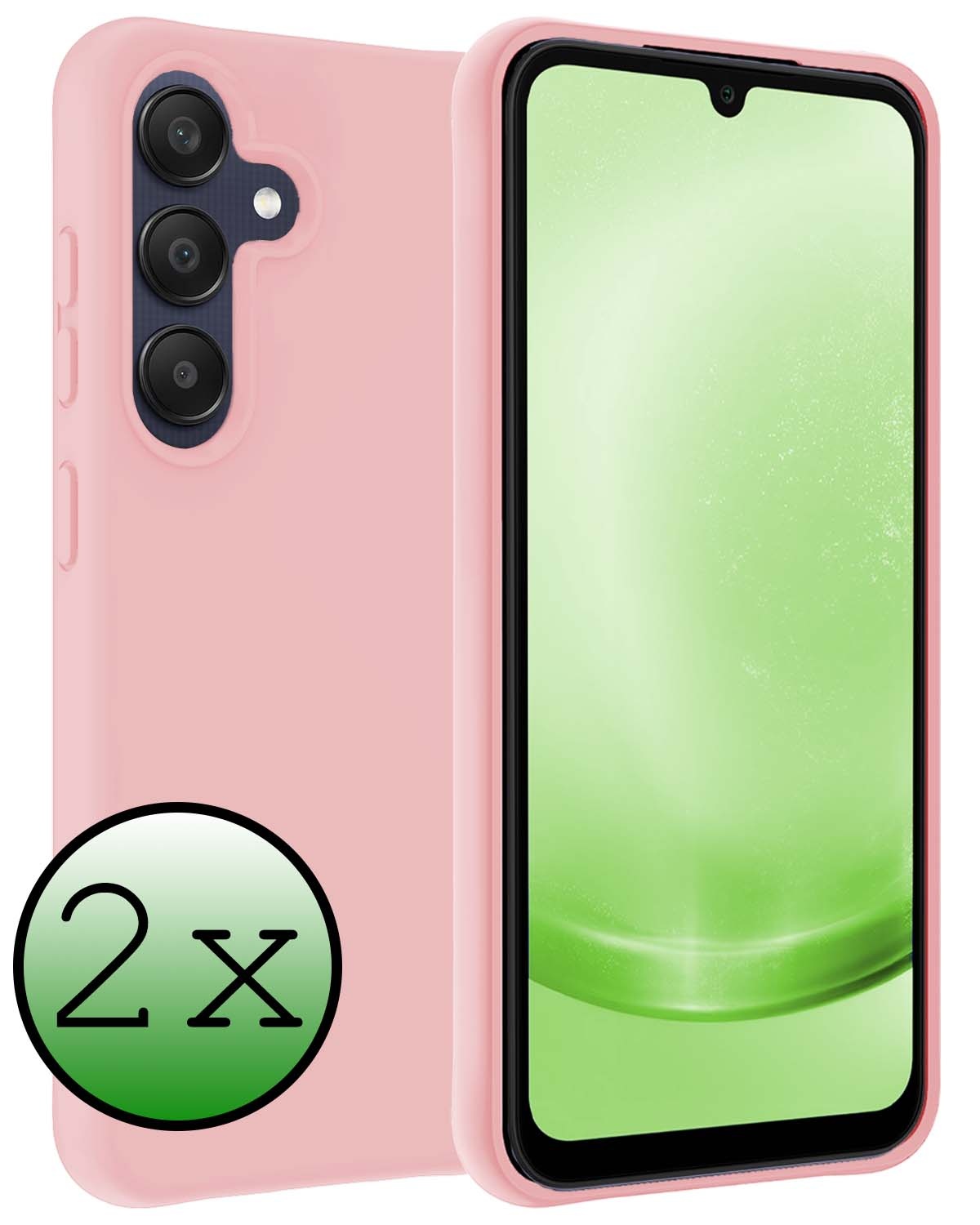 BASEY. Hoes Geschikt voor Samsung A25 Hoesje Siliconen Back Cover Case - Hoesje Geschikt voor Samsung Galaxy A25 Hoes Cover Hoesje - Lichtroze - 2 Stuks