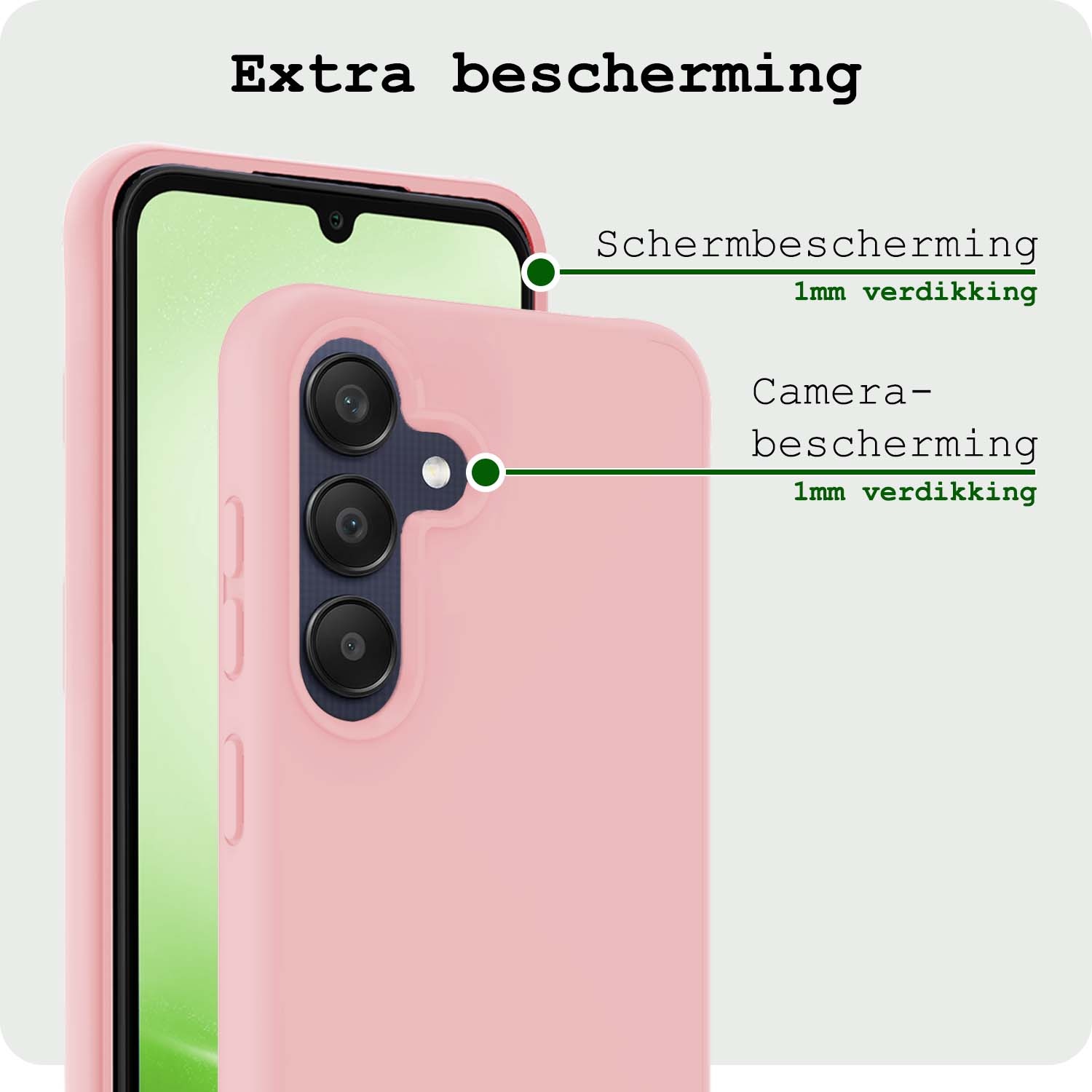 BASEY. Hoes Geschikt voor Samsung A25 Hoesje Siliconen Back Cover Case - Hoesje Geschikt voor Samsung Galaxy A25 Hoes Cover Hoesje - Lichtroze - 2 Stuks