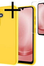 NoXx Hoes Geschikt voor Samsung A25 Hoesje Cover Siliconen Back Case Hoes Met Screenprotector - Geel