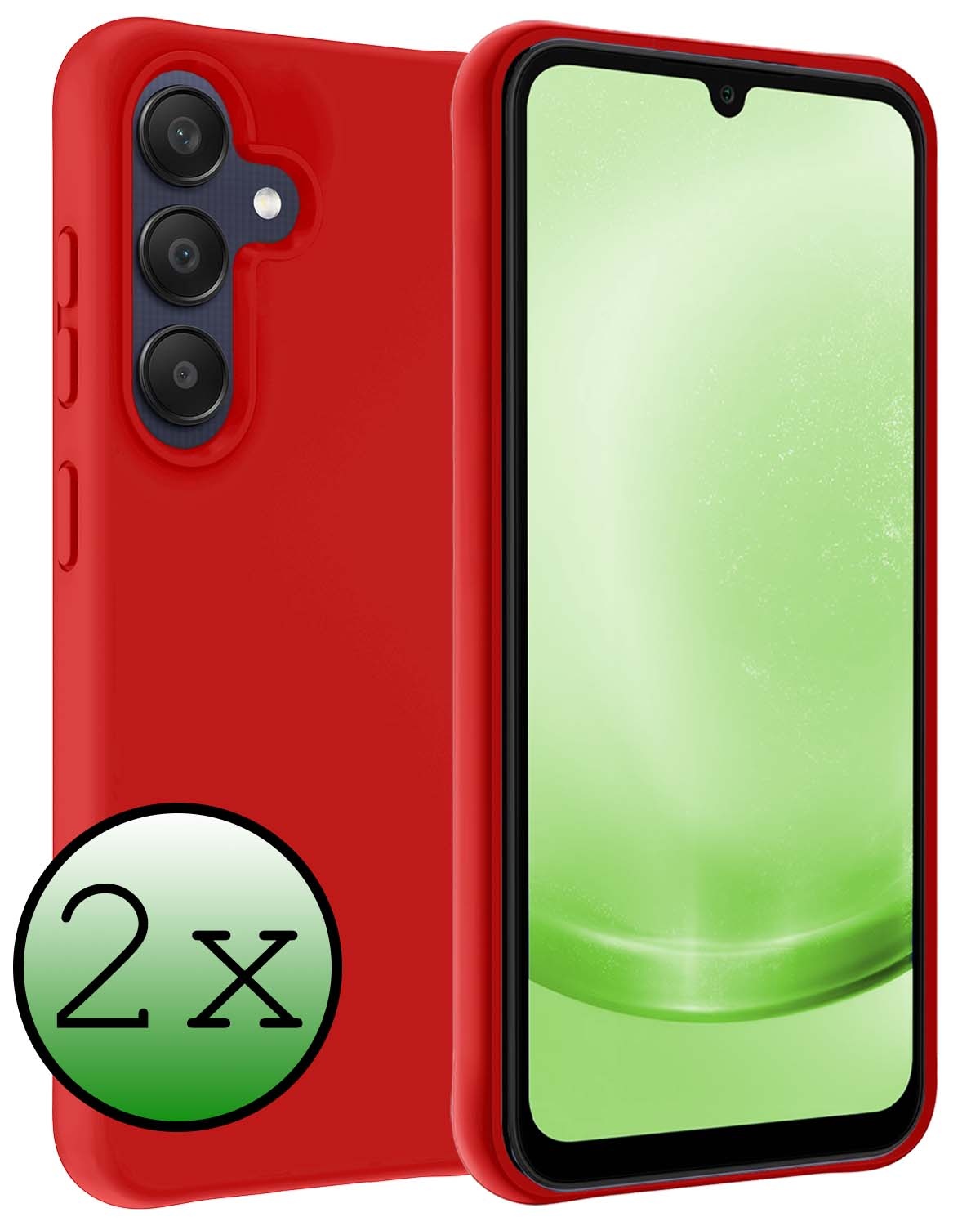 BASEY. Hoes Geschikt voor Samsung A25 Hoesje Siliconen Back Cover Case - Hoesje Geschikt voor Samsung Galaxy A25 Hoes Cover Hoesje - Rood - 2 Stuks