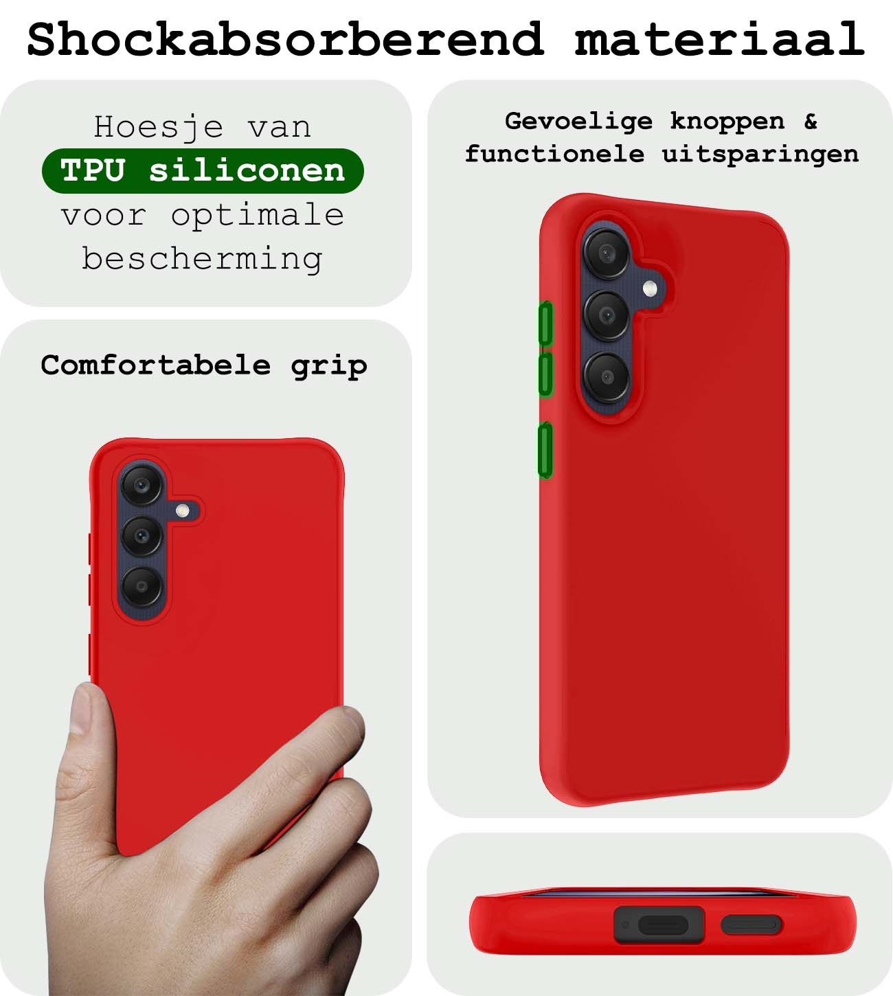 BASEY. Hoes Geschikt voor Samsung A25 Hoesje Siliconen Back Cover Case - Hoesje Geschikt voor Samsung Galaxy A25 Hoes Cover Hoesje - Rood - 2 Stuks
