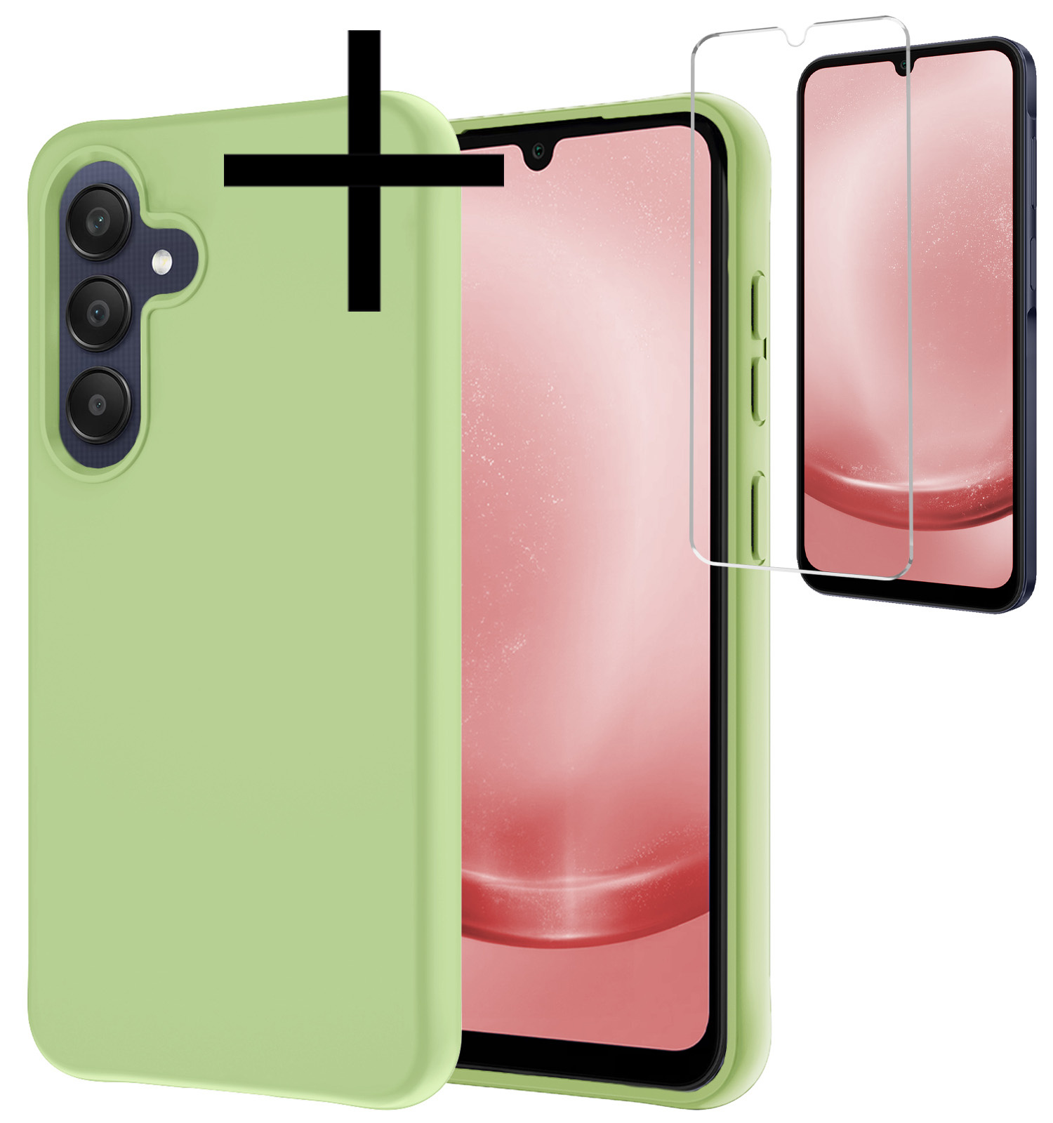 NoXx Hoes Geschikt voor Samsung A25 Hoesje Cover Siliconen Back Case Hoes Met Screenprotector - Groen