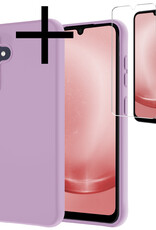 NoXx Hoes Geschikt voor Samsung A25 Hoesje Cover Siliconen Back Case Hoes Met Screenprotector - Lila