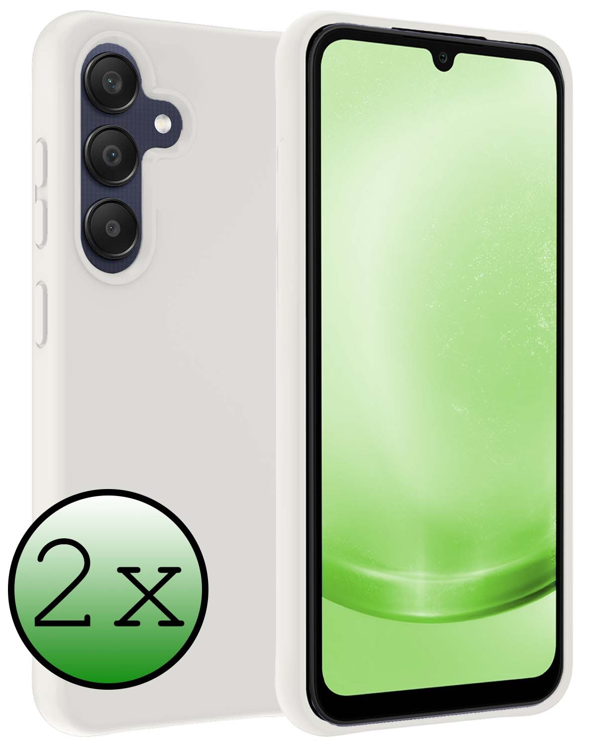 BASEY. Hoes Geschikt voor Samsung A25 Hoesje Siliconen Back Cover Case - Hoesje Geschikt voor Samsung Galaxy A25 Hoes Cover Hoesje - Wit - 2 Stuks