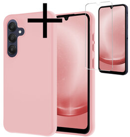 NoXx NoXx Samsung Galaxy A25 Hoesje Siliconen Met Screenprotector - Lichtroze