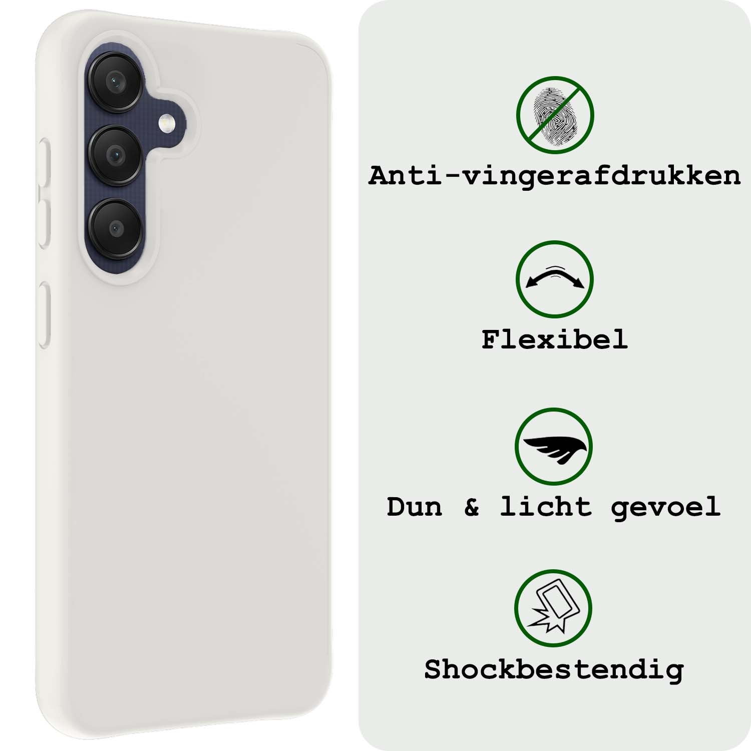 BASEY. Hoes Geschikt voor Samsung A25 Hoesje Siliconen Back Cover Case - Hoesje Geschikt voor Samsung Galaxy A25 Hoes Cover Hoesje - Wit - 2 Stuks