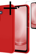 NoXx Hoes Geschikt voor Samsung A25 Hoesje Cover Siliconen Back Case Hoes Met Screenprotector - Rood