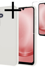 NoXx Hoes Geschikt voor Samsung A25 Hoesje Cover Siliconen Back Case Hoes Met Screenprotector - Wit