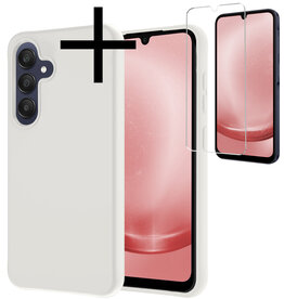 NoXx NoXx Samsung Galaxy A25 Hoesje Siliconen Met Screenprotector - Wit