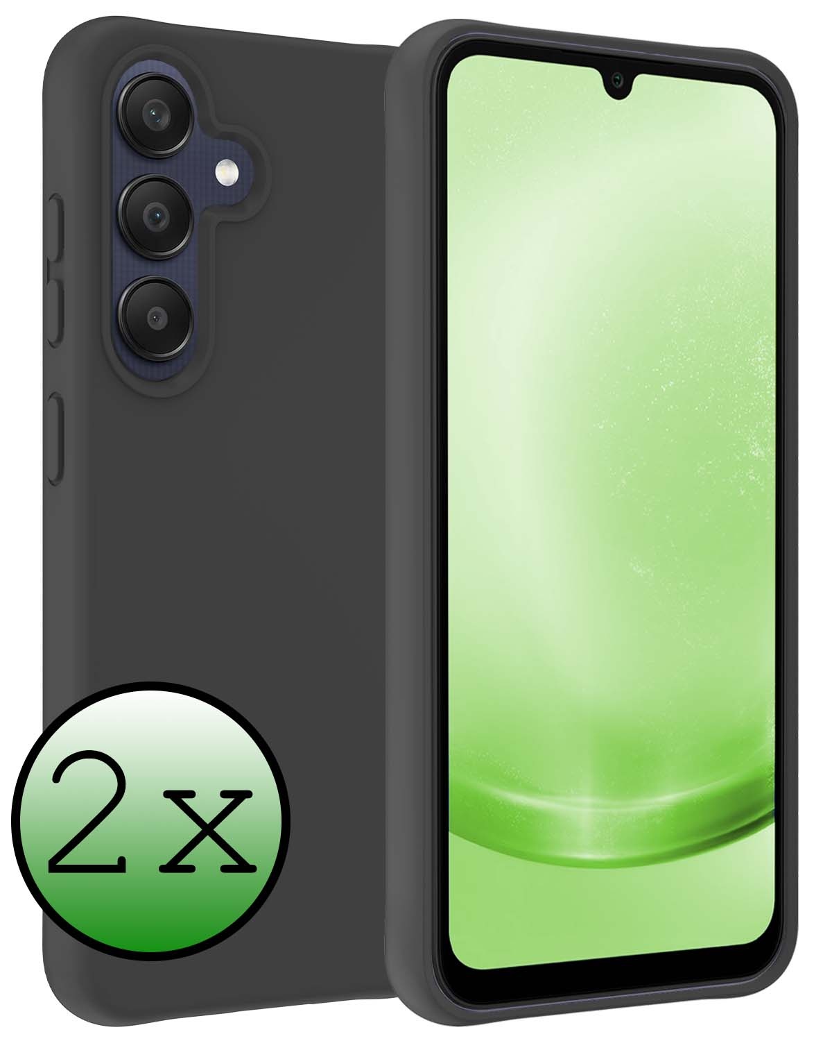 BASEY. Hoes Geschikt voor Samsung A25 Hoesje Siliconen Back Cover Case - Hoesje Geschikt voor Samsung Galaxy A25 Hoes Cover Hoesje - Zwart - 2 Stuks