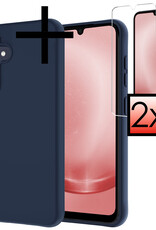 NoXx Hoes Geschikt voor Samsung A25 Hoesje Cover Siliconen Back Case Hoes Met 2x Screenprotector - Donkerblauw