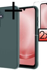 NoXx Hoes Geschikt voor Samsung A25 Hoesje Cover Siliconen Back Case Hoes Met 2x Screenprotector - Donkergroen